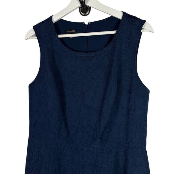 Talbots Navy Jacquard Textured Dress size 12 - Picture 3 of 5
